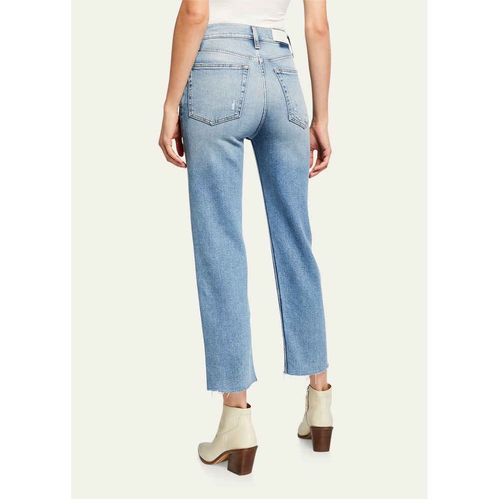 Re/Done 70s‎ Stove Pipe High Rise Raw Hem Jeans Blue Womens 26